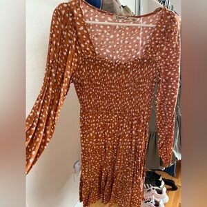 Rust Orange Smocked Dress